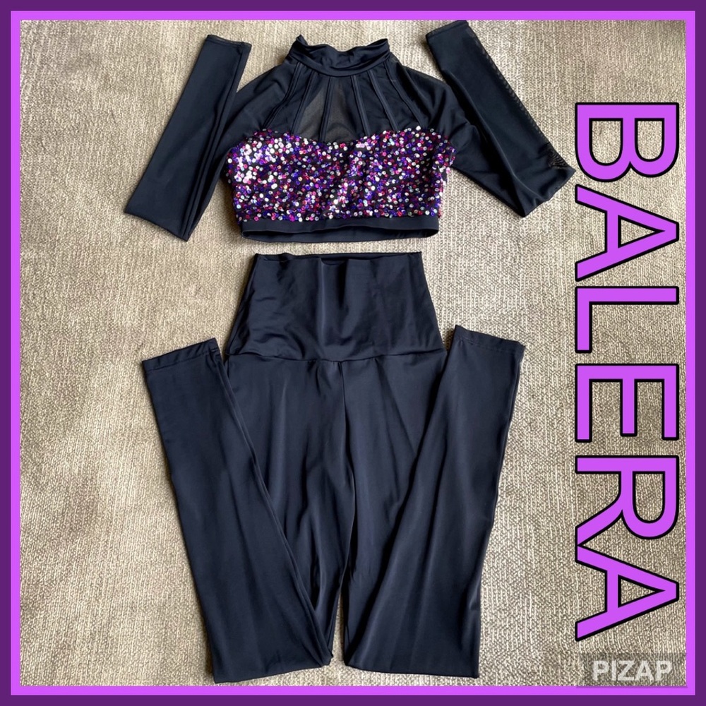 BALERA BLACK & SEQUIN 2Pc. DANCE COSTUME